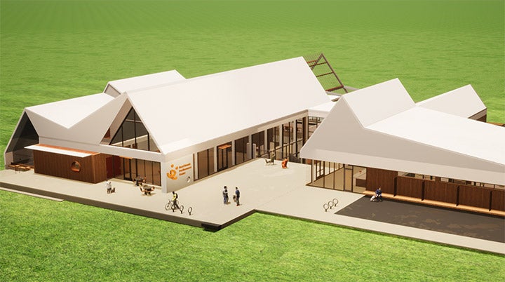 Rendering of the Best Friends Pet Resource Center from the side
